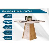 Sala De Jantar Completa Fler Tampo Madeirado C- Vidro 90x90cm E 4 Cadeiras Zoe Freijo-off White - Suede Moca - Dj Móveis - 2