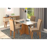 Mesa De Sala Jantar Patricia C- Tampo Madeirado C- Vidro 130x80cm Nature-off White - Cimol - 5