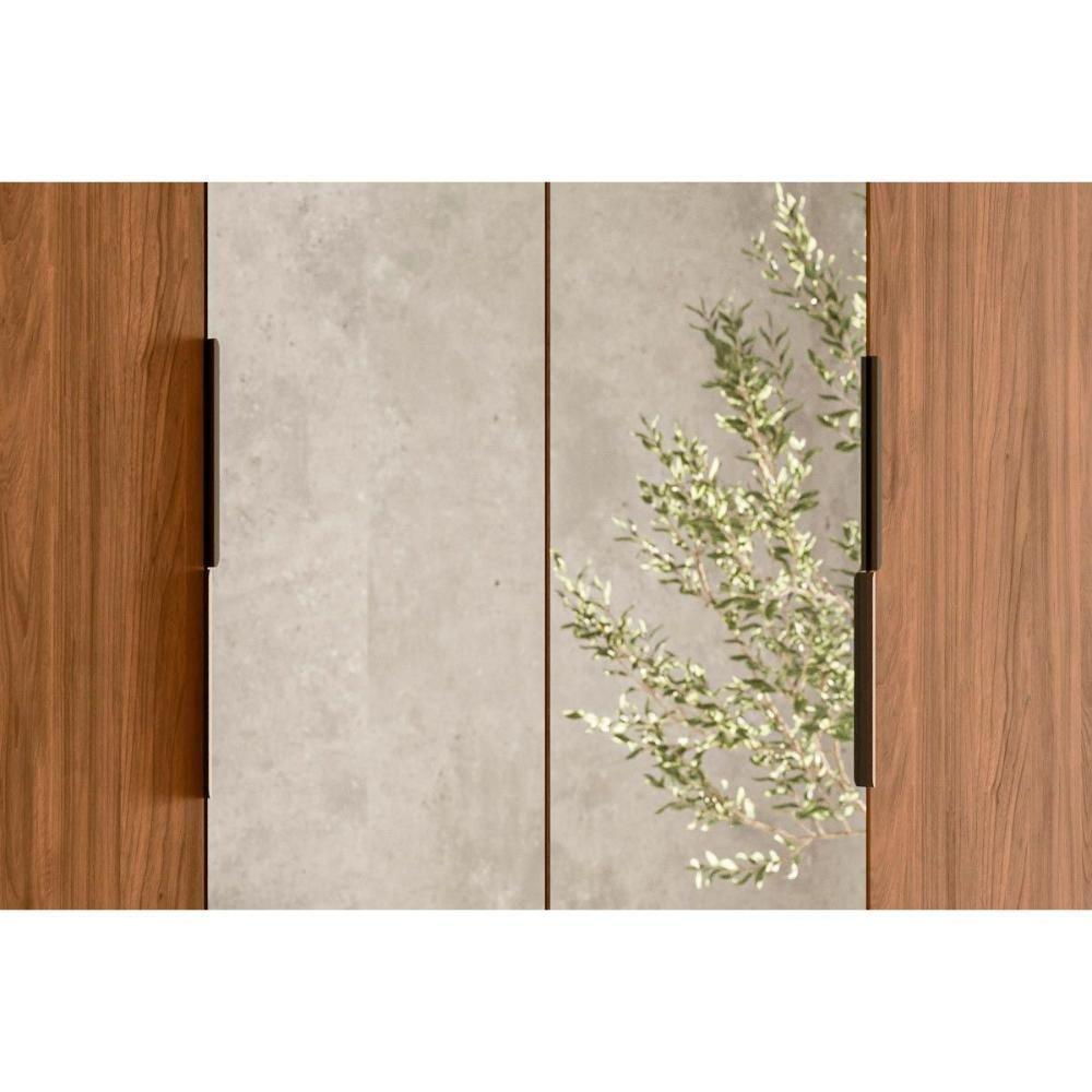 Guarda Roupa Solteiro 4 Portas E 3 Gavetas C- 2 Espelhos E Pés Attore Nogueira Touch-nude Prime - 5