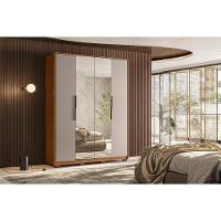 Guarda Roupa Solteiro 4 Portas E 3 Gavetas C- 2 Espelhos E Pés Attore Nogueira Touch-nude Prime - 1