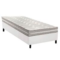 Conjunto Box Solteiro Colchão Espuma Paropas D33 D45 Pro Sono Double Face Prata + Base Crc Courano White (88x188) - 1