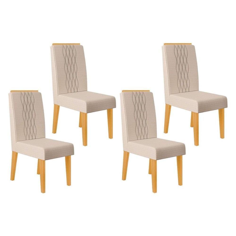 Cadeira Sala De Jantar Lia Kit 4 Un Cedro-linho Neve - Dj Móveis - 1