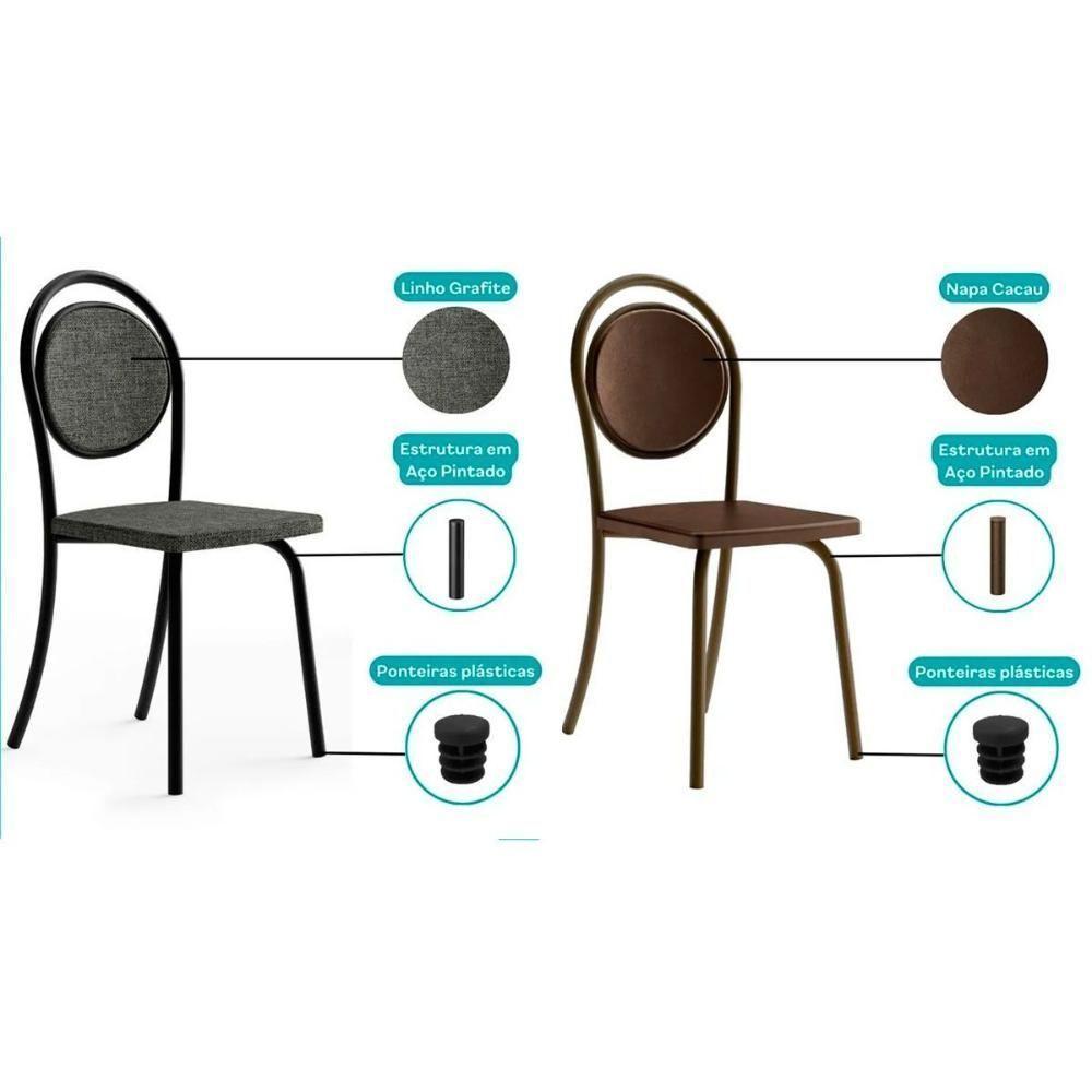 Cadeira Sala De Jantar 1738 Kit 6 Uni Rose-linho Areia-courano Caramelo - Carraro - 2