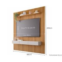 Painel Quarto P/ Tv Até 65 Pol Maragogi Ripado C/ 1 Porta E 2 Gavetas 185x220cm Cinamomo/off White - Permóbili - 3