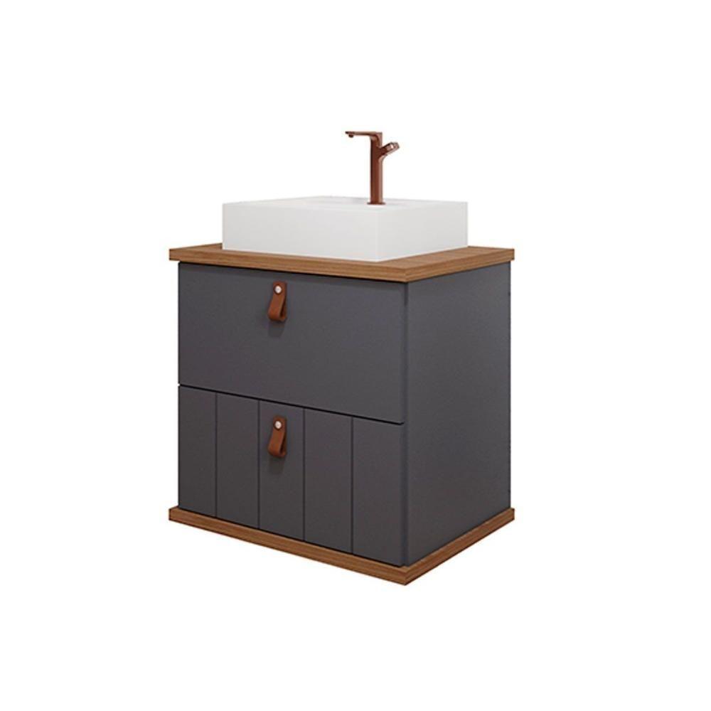 Gabinete De Banheiro Balcão Milano 1 Porta E 1 Gaveta Com cuba 60cm Titanio-freijo - Mgm - 4