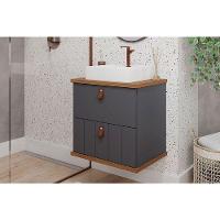 Gabinete De Banheiro Balcão Milano 1 Porta E 1 Gaveta Com cuba 60cm Titanio-freijo - Mgm - 1