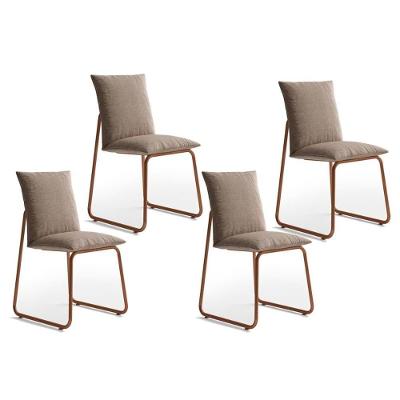 Cadeira Sala De Jantar Soft 1750 Kit 4 Uni Rose-linho Areia - Carraro