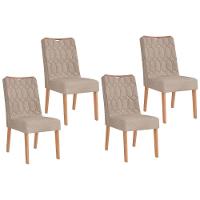 Cadeira Sala De Jantar Bia Kit 4 Un Cedro-suede Kraft - Dj Móveis - 1