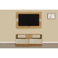 Rack Bancada Com Painel Para Tv Até 50 Pol Pa2913-r1479 2 Gavetas 136x88cm Natural-palha - Tecno Mobili - 1