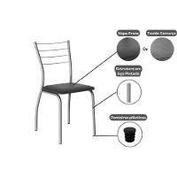 Mesa De Sala Jantar Multiuso Dobrável E 2 Banquetas 1700 Prata-branco - Prata-preto - Carraro - 3