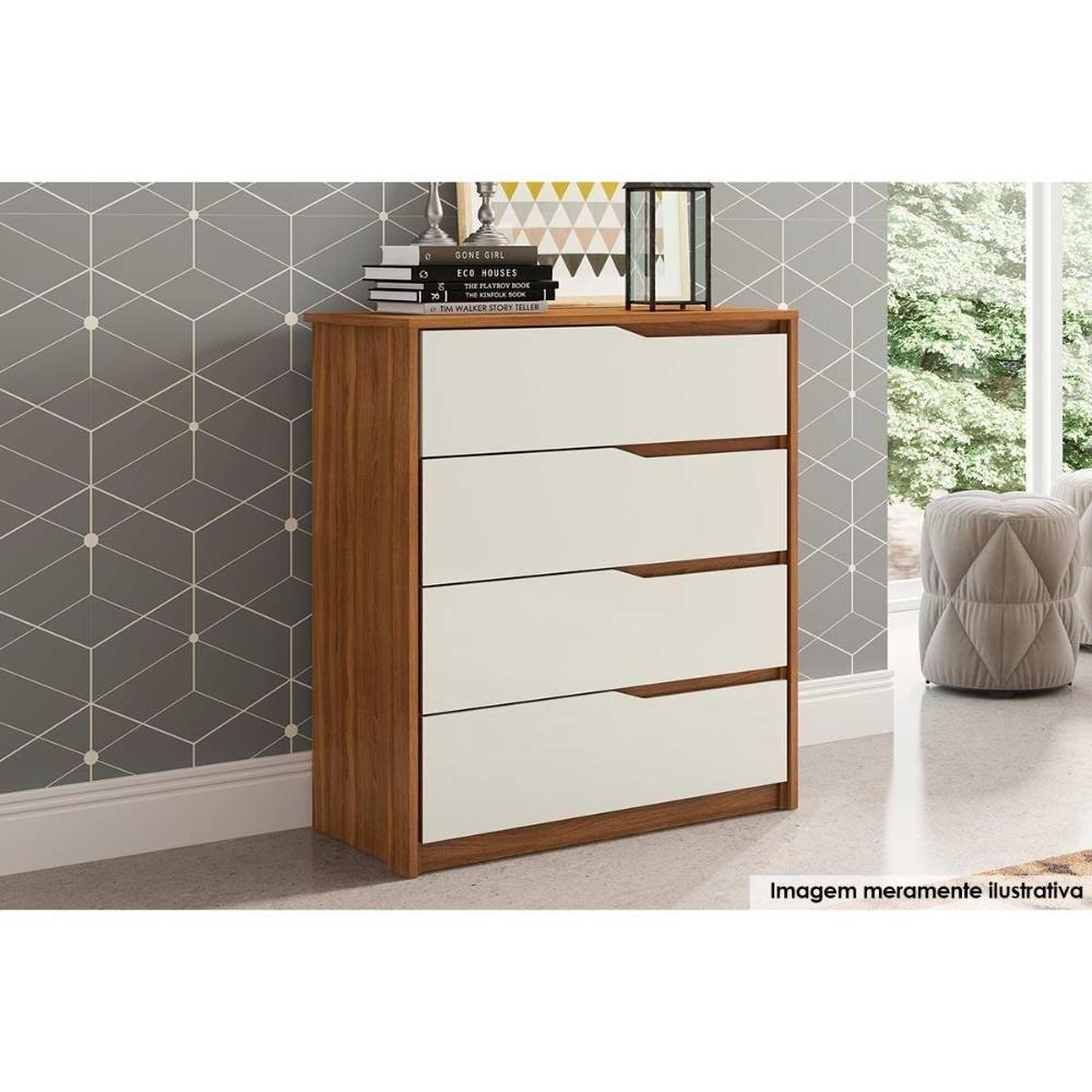 Cômoda De Quarto Atria C/ 4 Gavetas Amendola/off White - Demóbile - 1