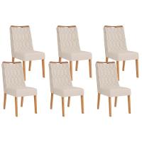 Cadeira Sala De Jantar Bia Kit 6 Un Cedro-linho Neve - Dj Móveis - 1