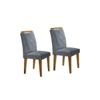 Kit 2 Cadeiras Sala Jantar Melissa 2 Un Madeira Capuccino-suede Grafite - Rufato - 1