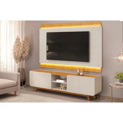 Rack Bancada Com Painel Para Tv Até 75 Polegadas Nadine Led E Nichos 220x196cm Bali-cedro - Dj Móveis