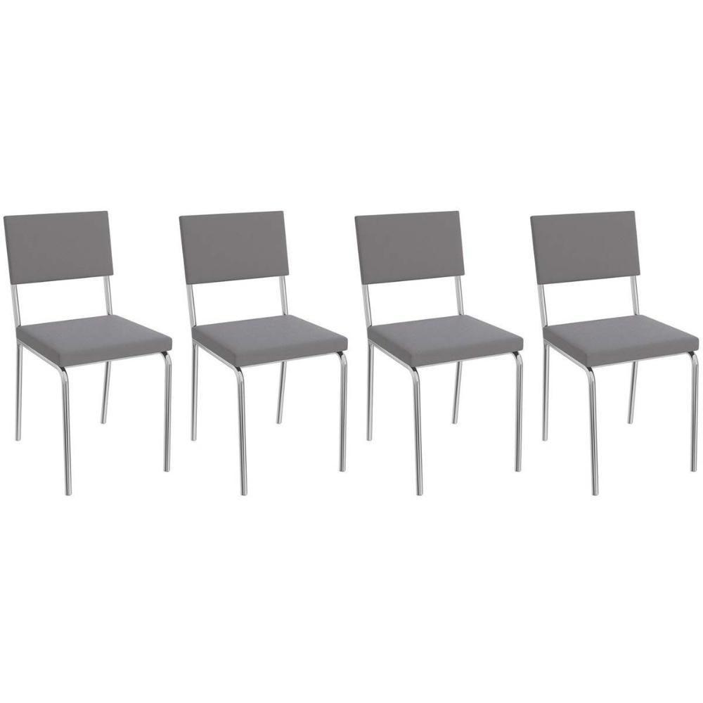 Cadeira Sala De Jantar Zaria 2c128 Kit 4 Un Cromado-cinza A050 Suede Suede - Kappesberg - 1