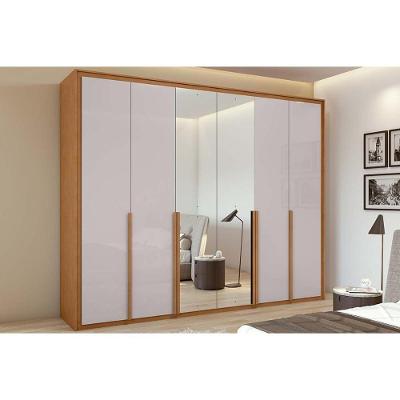 Guarda Roupa Casal Imperatore 6 Portas de Abrir 6 Gavetas Amêndoa-Off White Lopas