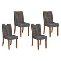 Cadeira Sala De Jantar Julia Kit 4 Un Freijó-suede Lunar - Dj Móveis - 1