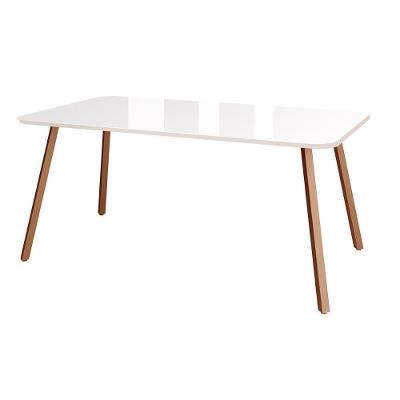 Mesa De Sala Jantar Ariel Maior 1601 C- Tampo Madeirado Vidro 160x80cm Rose-off White - Carraro