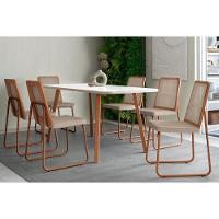 Mesa De Sala Jantar Ariel Maior 1601 C- Tampo Madeirado Vidro 160x80cm Rose-off White - Carraro - 3