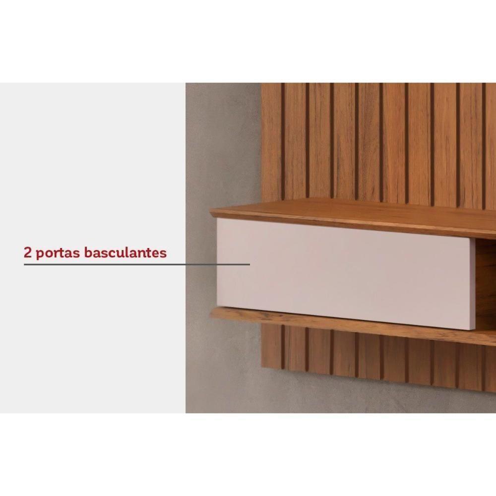 Painel Home Para Tv Até 70 Polegadas Lexus Ripado Com Prateleira E Nichos179x183cm Cedro-bali - Dj Móveis - 4