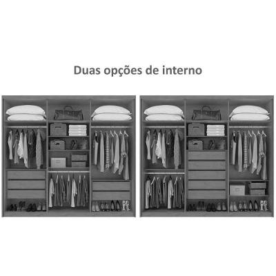 Guarda Roupa Casal Áries 6 Portas de Abrir 5 Gavetas Amêndoa Lopas