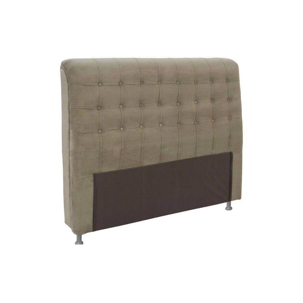 Painel De Cama Box Estofada Queen Dama Plus Suede Marrom Taupe - Simbal - 1