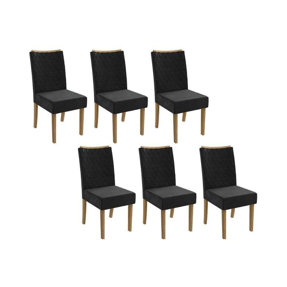 Cadeira Sala De Jantar 2cad129fr Kit 6 Un Freijo-suede Preto A038 - Kappesberg - 1