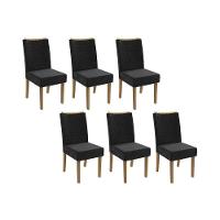 Cadeira Sala De Jantar 2cad129fr Kit 6 Un Freijo-suede Preto A038 - Kappesberg - 1