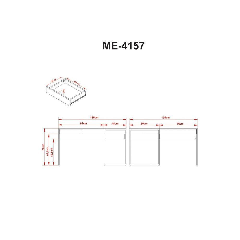 Escritório Completo Industrial 1 Mesa De Canto Para Escritório, 1 Gaveteiro 2 Peças Amêndoa-preto - 2
