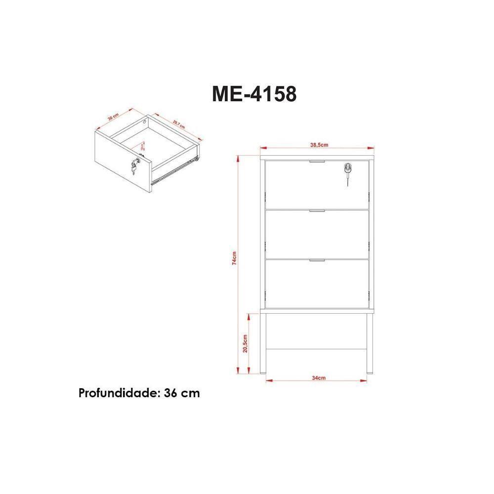 Escritório Completo Industrial 1 Mesa De Canto Para Escritório, 1 Gaveteiro 2 Peças Amêndoa-preto - 3