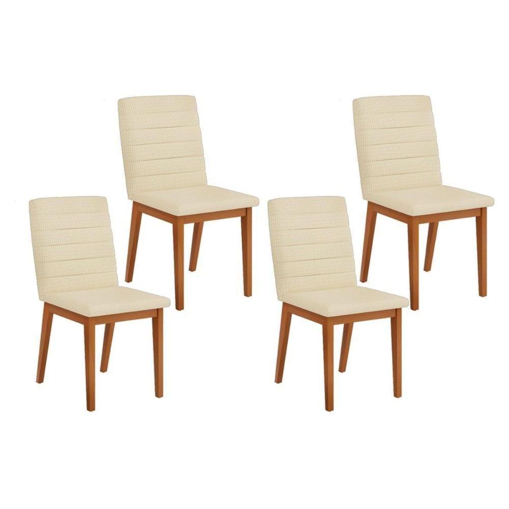 Cadeira Sala De Jantar Sofia Kit 4 Un Ipe-linho Neve - Dj Móveis - 1