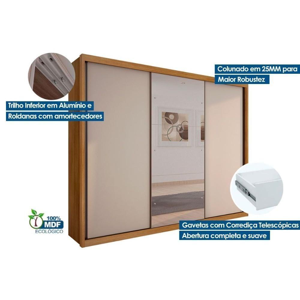 Guarda Roupas 3 Portas De Correr De (1 C- Espelho) E 6 Gavetas Paradizzo-palazzo Cumaru - 3