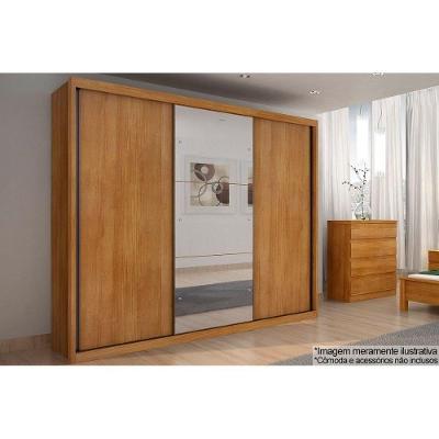 Guarda Roupa Casal Paradizzo-Palazzo 3 Portas de Correr 6 Gavetas Cumaru MDF