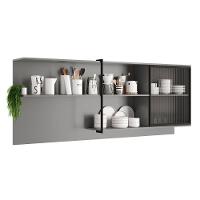 Armário Aéreo Para Cozinha Alpha 2504 Com 1 Porta Com Vidro Canelado 200cm Cinza - Carraro - 1