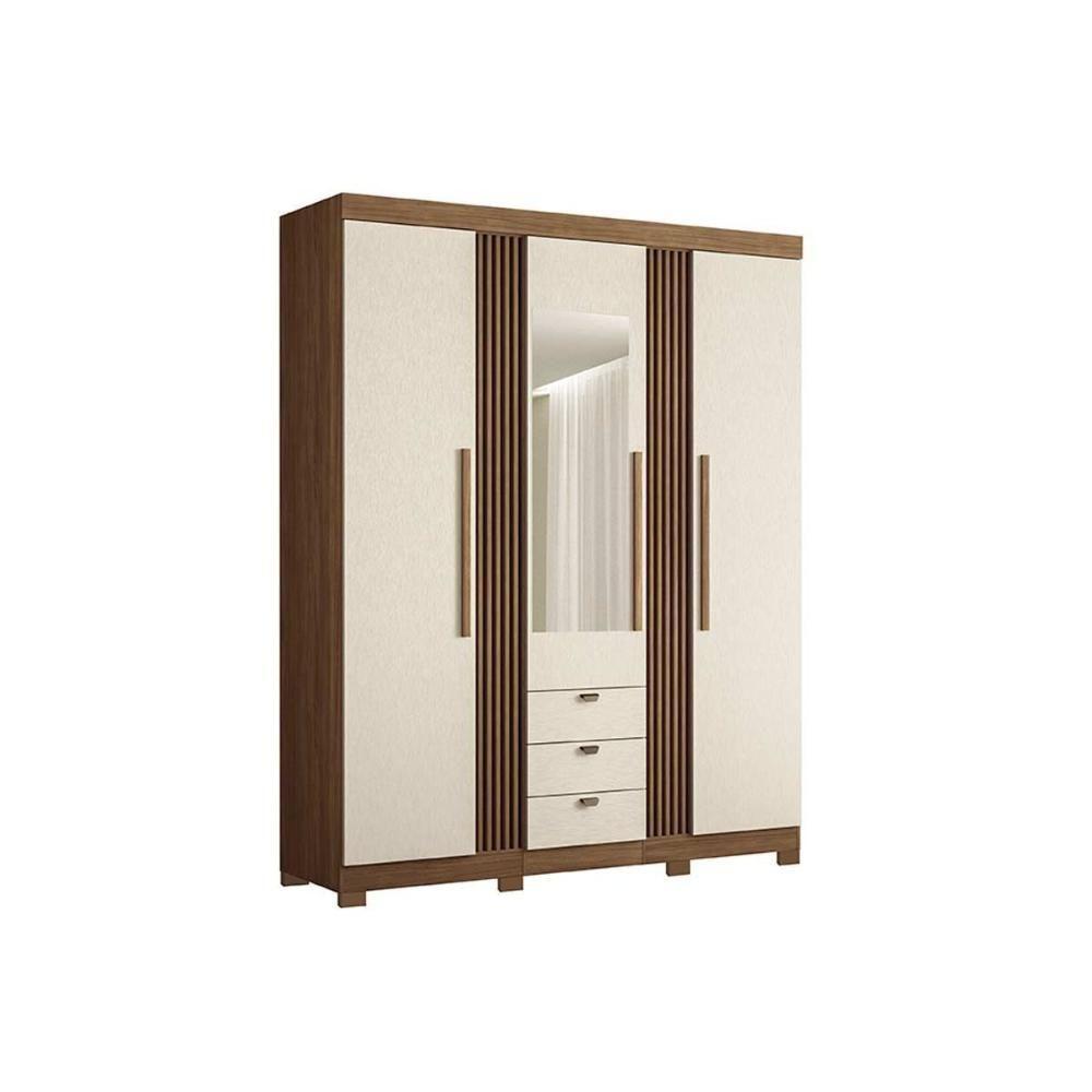 Guarda Roupa 3 Portas (1 C- Espelho) E 3 Gavetas C- Pés Aurora 3.3 Jatobá-grafite - 6