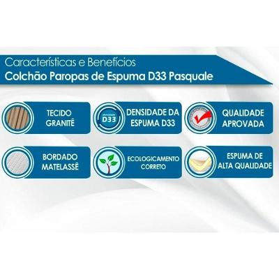 Conjunto Box Baú Casal Colchão Espuma Paropas D33 Pasquale Wave Clean + Base Crc Suede Clean (138x188)