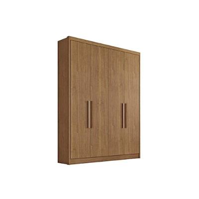 Guarda Roupa Casal Moderni Sevilha 4 Portas de Bater 3 Gavetas Cumaru MDF Novo Horizonte