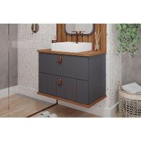 Gabinete De Banheiro Balcão Milano 1 Porta E 1 Gaveta Com cuba 80cm Titanio-freijo - Mgm - 1