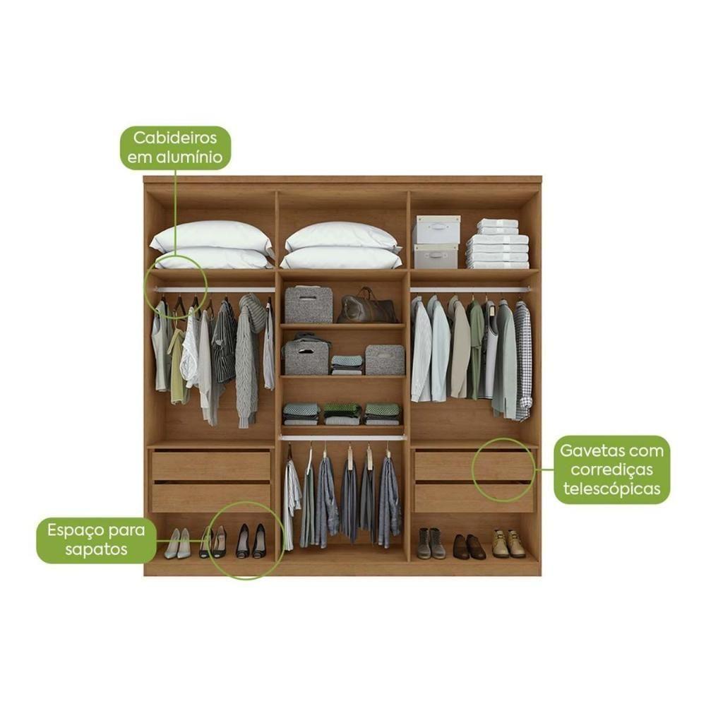 Guarda Roupa Casal 6 Portas (2 C- Espelho) E 4 Gavetas Alonzo New Branco - 5