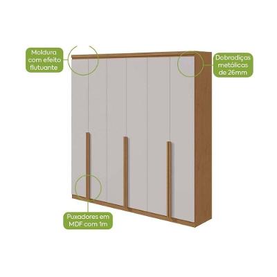 Guarda Roupa Casal Alonzo New 6 Portas de Abrir 4 Gavetas Branco MDF Lopas