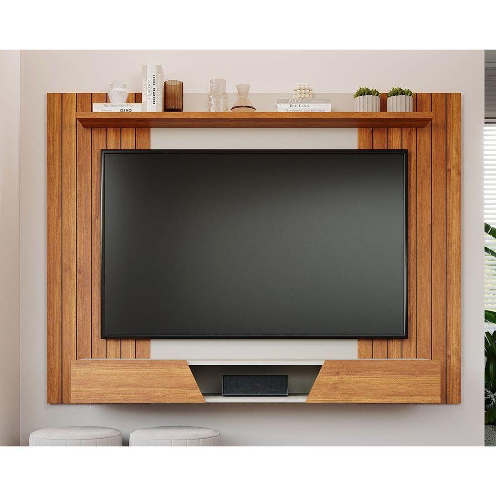 Painel Quarto P/ Tv Até 70 Pol Santiago C/ 2 Portas 180x135cm Cinamomo/off White - Permóbili - 1