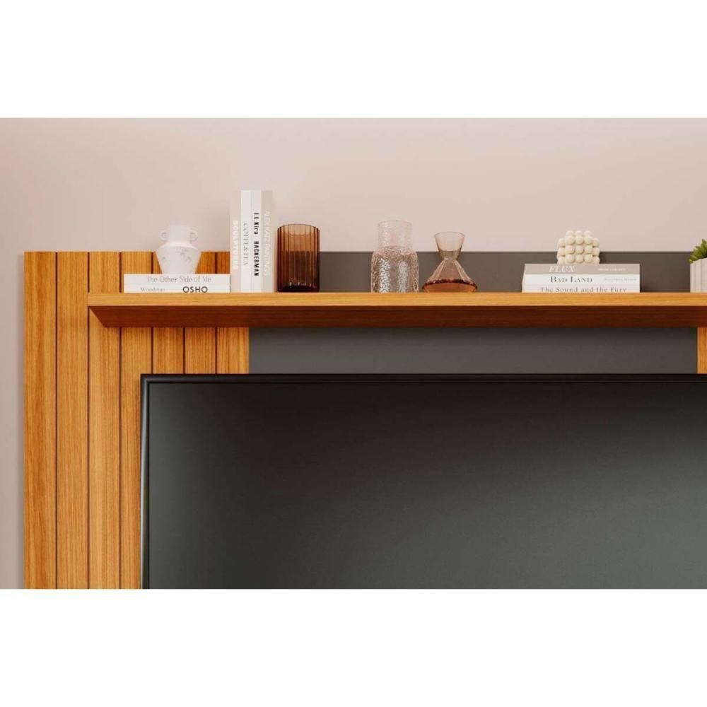 Painel Quarto P/ Tv Até 70 Pol Santiago C/ 2 Portas 180x135cm Cinamomo/off White - Permóbili - 4