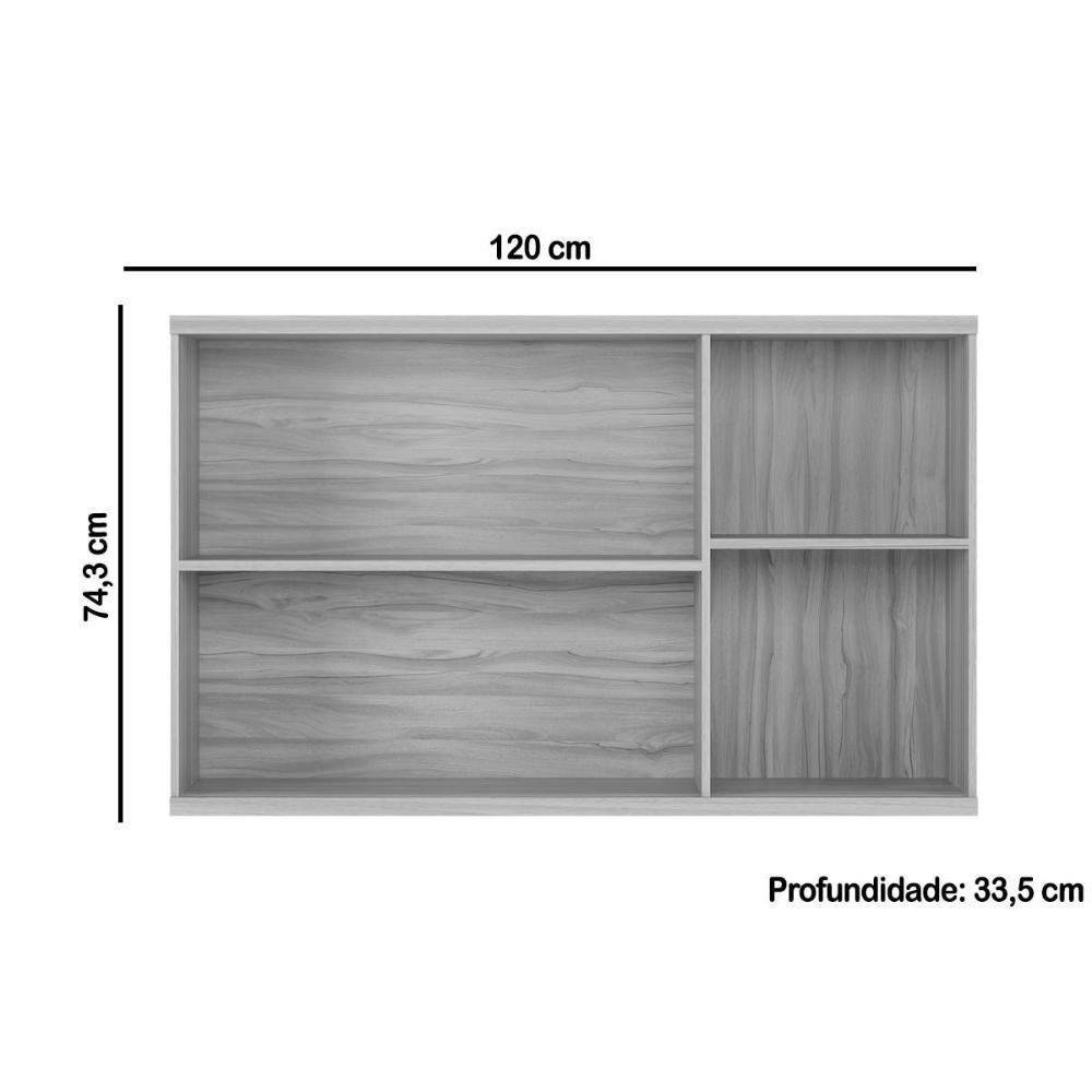 Armário Aéreo Cozinha Modulado Sauvignon Com 3 Portas Frisada 120cm Amendoa - Ronipa - 1