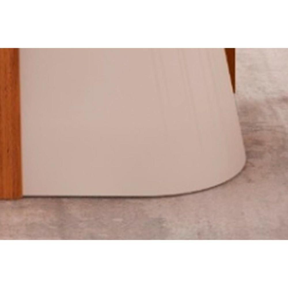 Mesa De Sala Jantar Ryze C- Tampo Madeirado Vidro Curvo 180x100cm Cedro-off White - Dj Móveis - 3