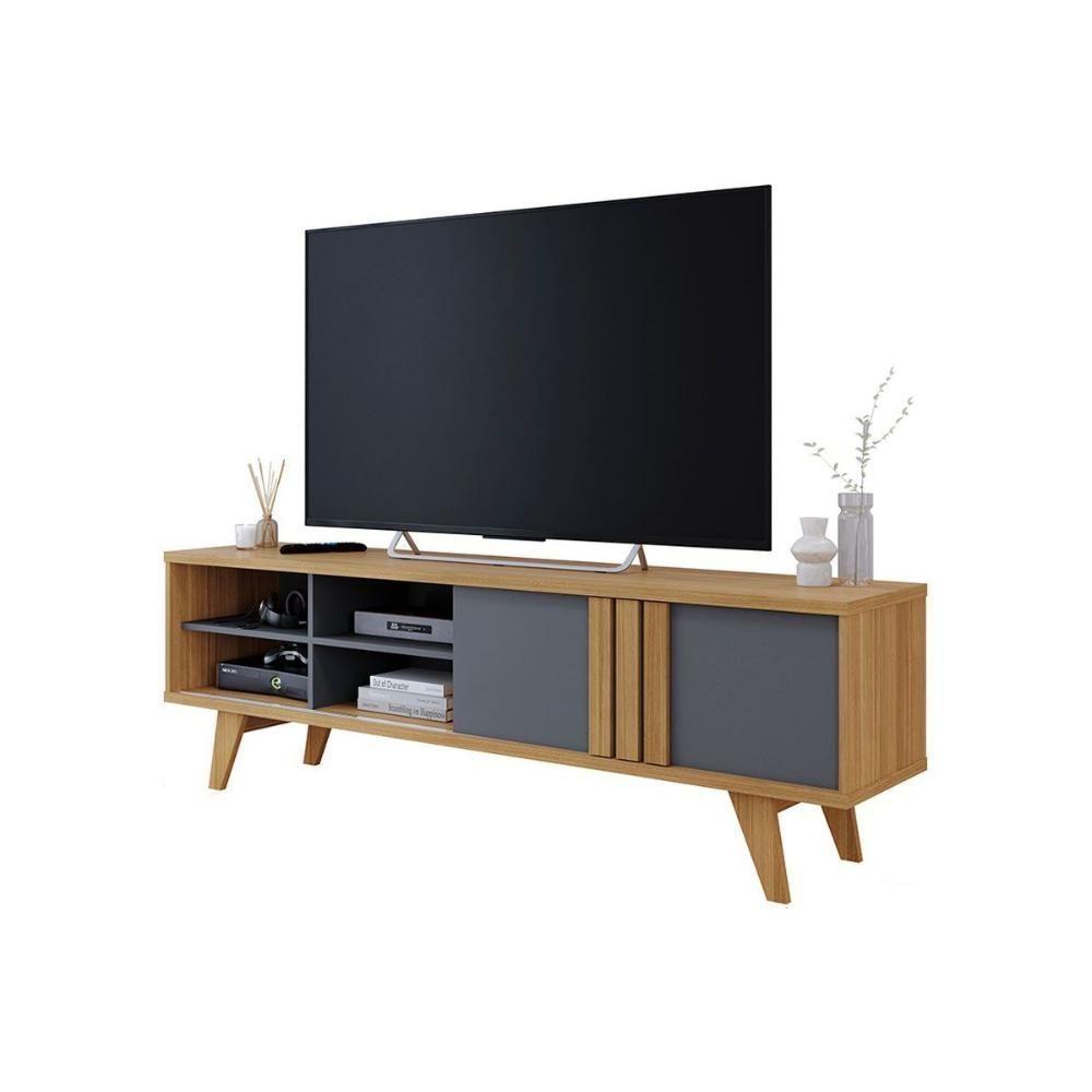 Home P/ Tv Até 70 Pol Paraty/trend Ripado 100% Mdf C/ 1 Porta 180x127cm Nature/off White - Permóbili - 7