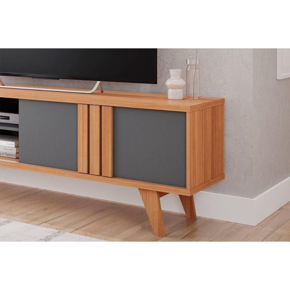 Home P/ Tv Até 70 Pol Paraty/trend Ripado 100% Mdf C/ 1 Porta 180x127cm Nature/off White - Permóbili - 9