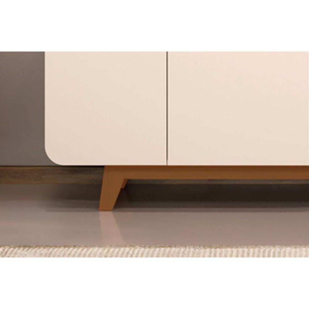 Rack Bancada Com Painel Para Tv Até 75 Polegadas Nadine Led E Nichos 220x196cm Off White-freijó - Dj Móveis - 6