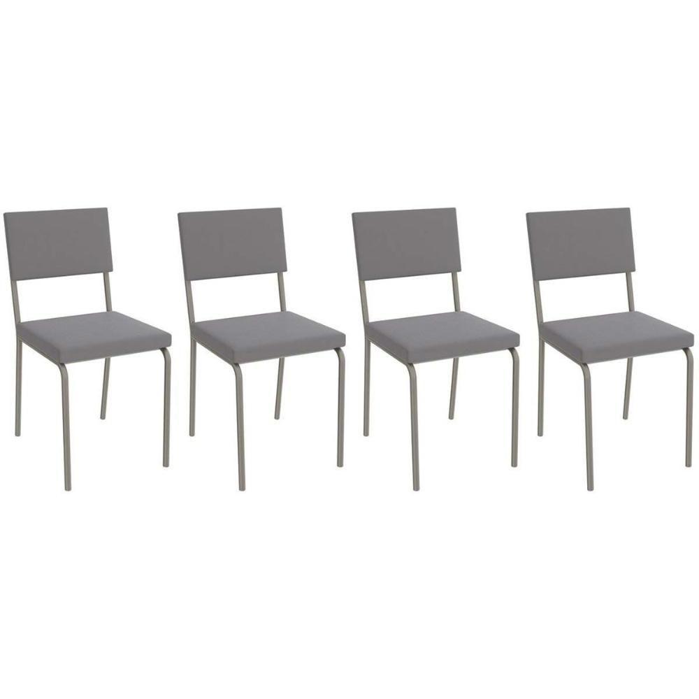 Cadeira Sala De Jantar Zaria 2c128 Kit 4 Un Niquel-cinza A050 Suede Suede - Kappesberg - 1
