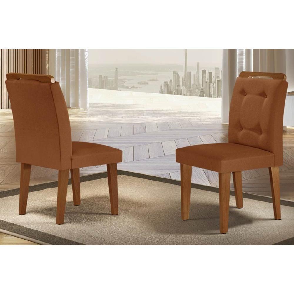 Kit 2 Cadeiras Sala Jantar Imperatriz 2 Un Madeira Capuccino-linho Bege Turim - Rufato - 6