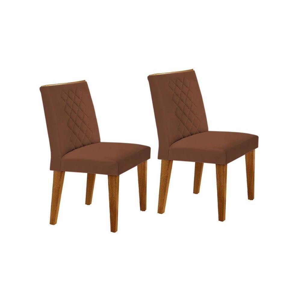 Kit 2 Cadeiras Sala Jantar Jade 2 Un Madeira Capuccino-suede Marrom - Rufato - 1